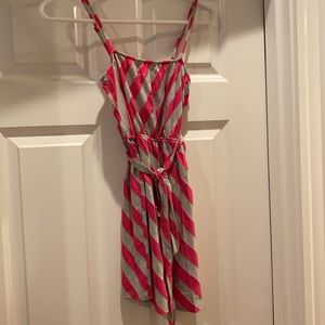 Never worn maternity pink and grey stripped tank